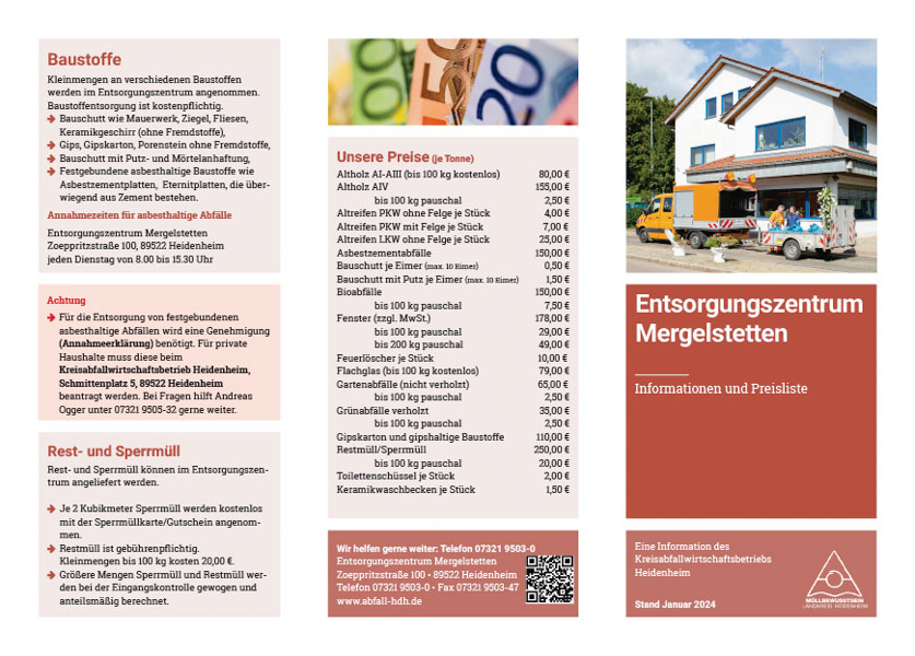 Broschüre Entsorgungszentrum Mergelstetten