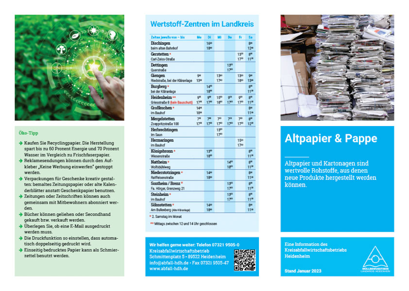 Broschüre Altpapier & Pappe