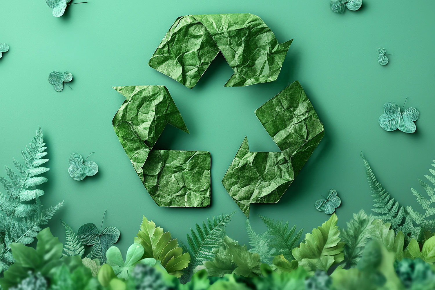 Recyclingsymbol aus grünen Blättern