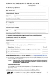 Formular für die Anlieferungserklärung für Bodenaushub