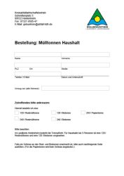 Formular zur Bestellung von Mülltonnen für den Haushalt